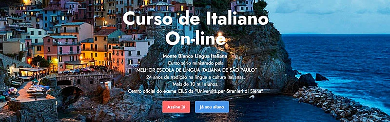 Captura de tela do site Curso de Italiano Online Monte Bianco