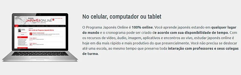 Captura de tela do site Aprendendo Japonês Online