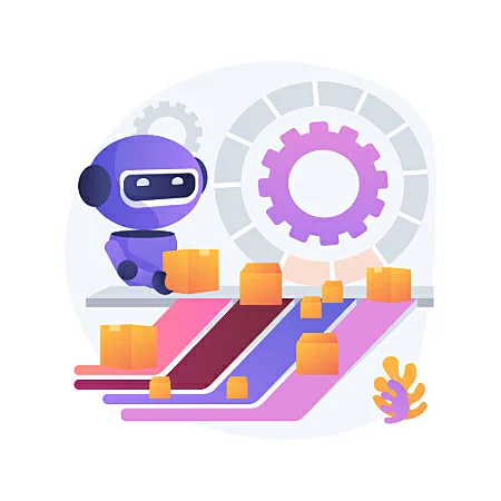 Ilustração de um robô separando caixas