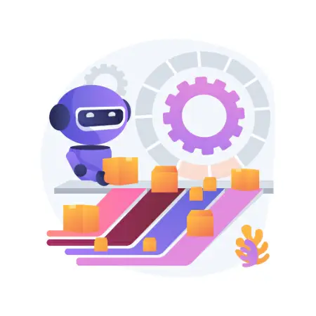 Ilustração de um robô separando caixas