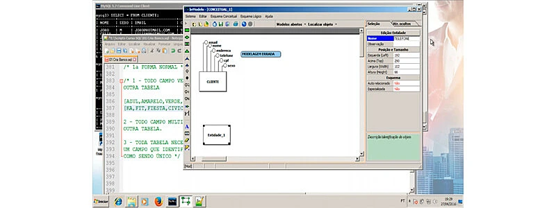 captura de tela do curso de sql mostrando o brmodelo e a criação de tabelas