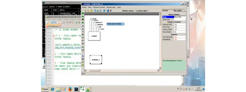captura de tela do curso de sql mostrando o brmodelo e a criação de tabelas
