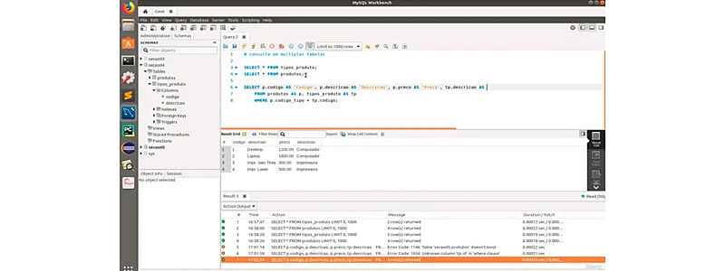 captura de tela do curso de SQL mostrando como usar o comando select