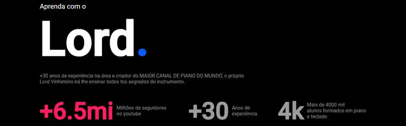 Lord Academy Captura de tela da página do curso de teclado e piano Lord Academy