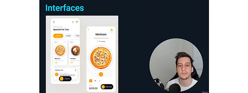 Instrutor do curso apresentando exemplos de interfaces