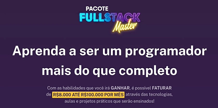 captura de tela do curso Pacote Full Stack