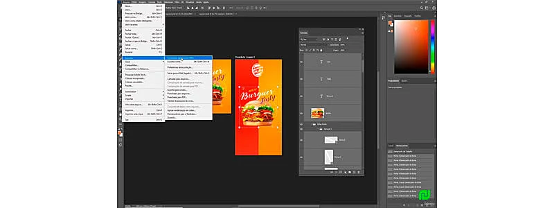 Imagens sendo editadas no photoshop