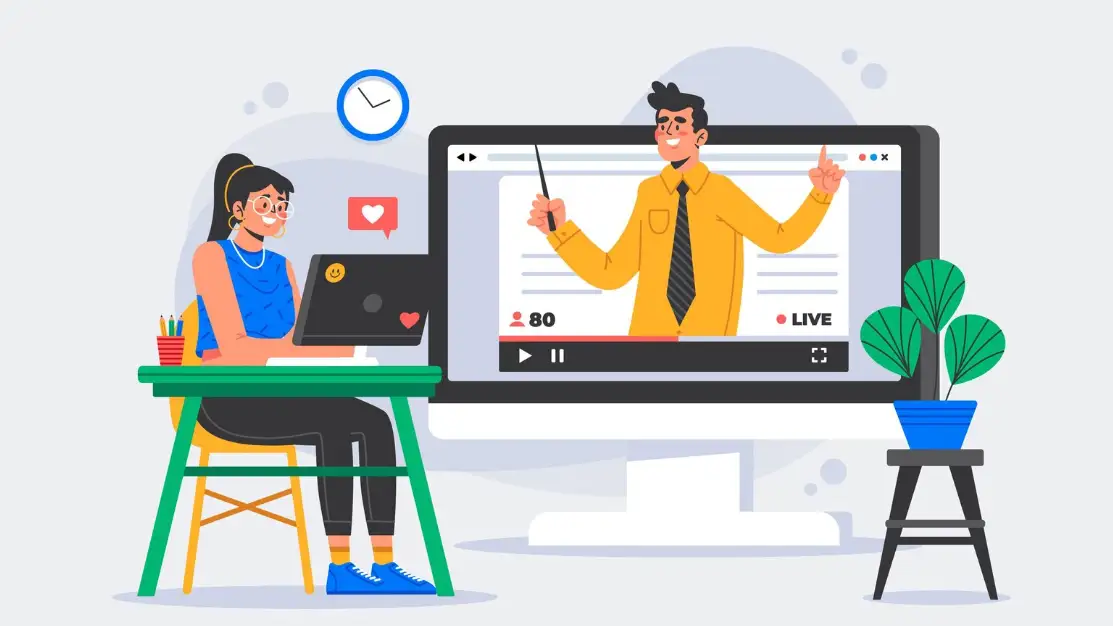Cursos de Google online Ilustración concepto de una clase online