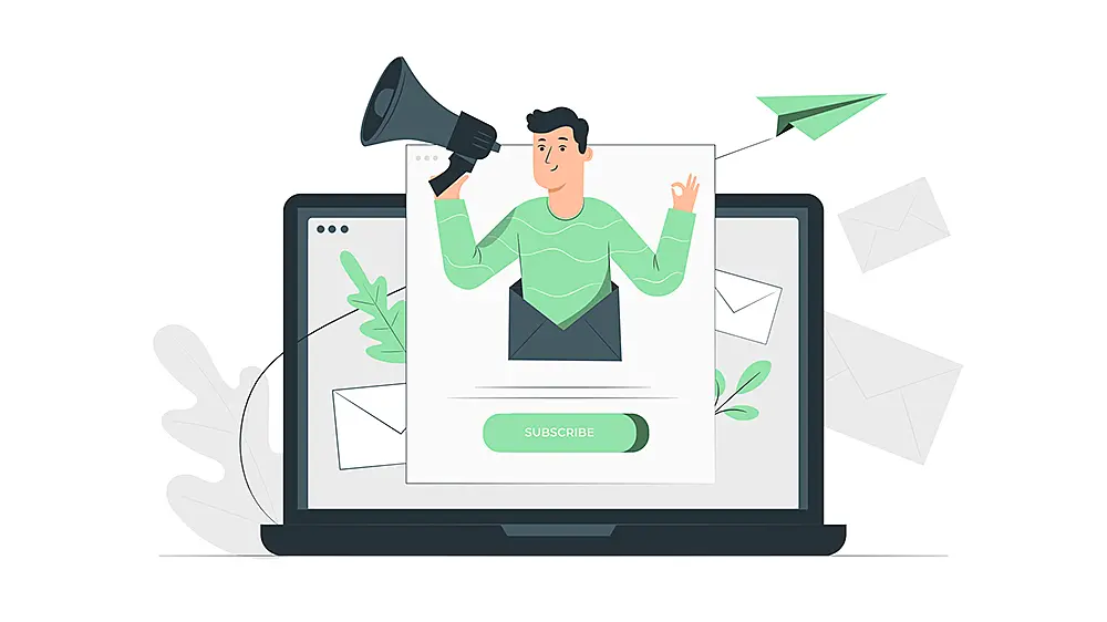 Ilustración concepto de envío de email marketing