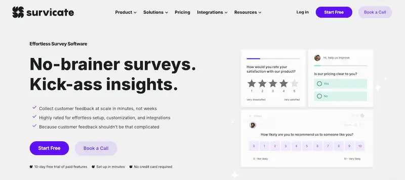 Survicate home page