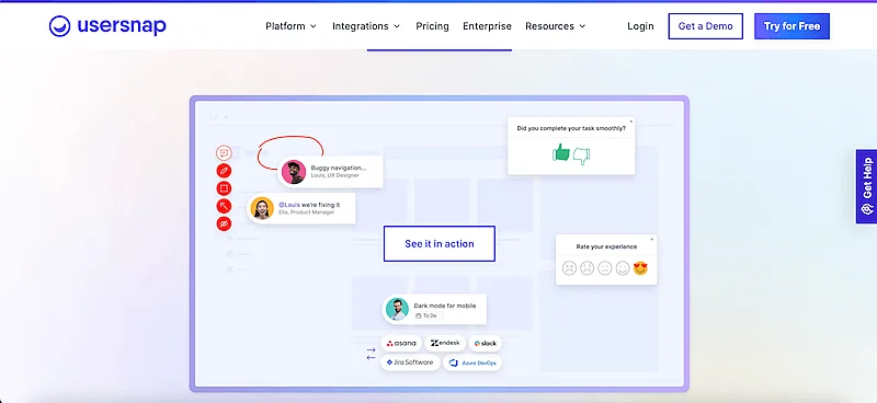 UserSnap page