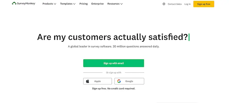 Survey Monkey home page