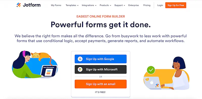 Jotform home page