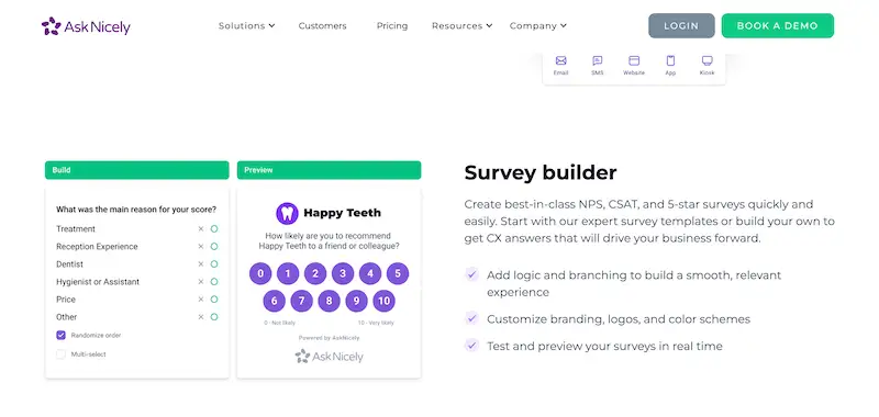 AskNicely page