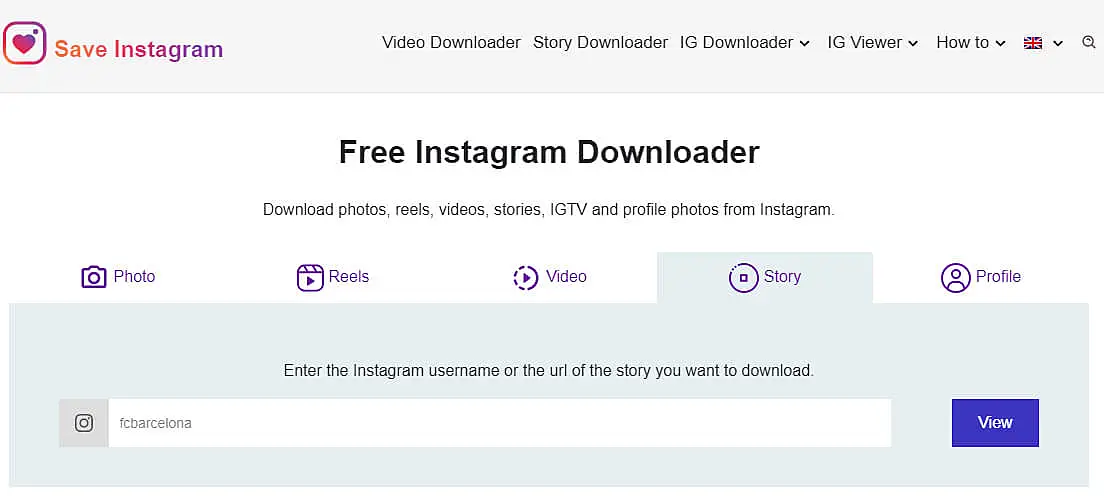 Descargar historias de Instagram en Save Insta