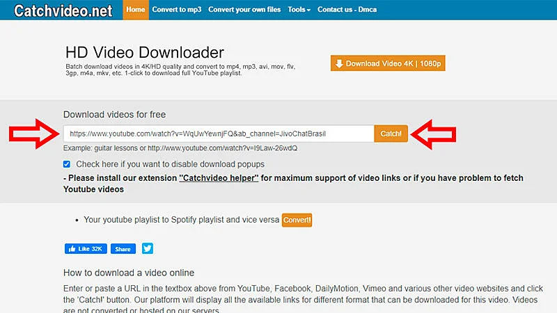 Logo plataforma Catchavideo para descargar música