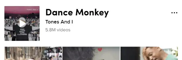 pantallazo del menú de música en TikTok