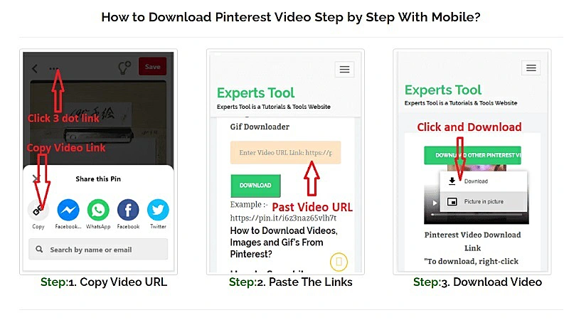 Pasos para descargar videos de Pinterest en Expert Toolt