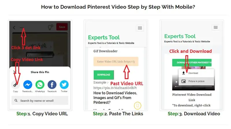 Pasos para descargar videos de Pinterest en Expert Toolt