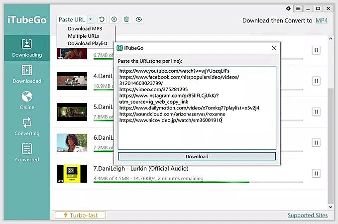 Plataforma de iTubeGo para descargar videos de TikTok