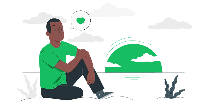 Imagem vetorizada de um homem olhando para o por do sol 