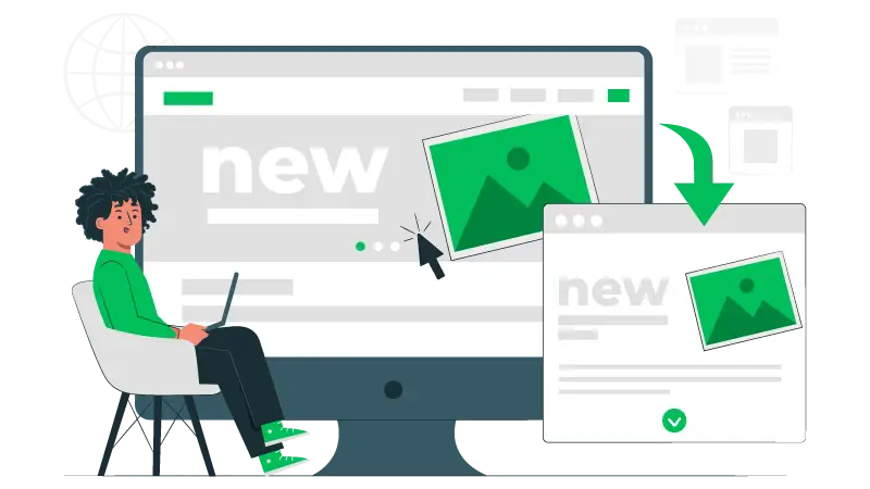 imagem vetorizada de uma mulher acessando site com design responsivo