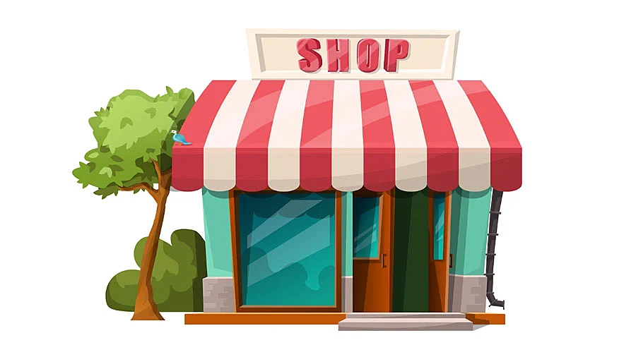 Ilustración de tienda física 