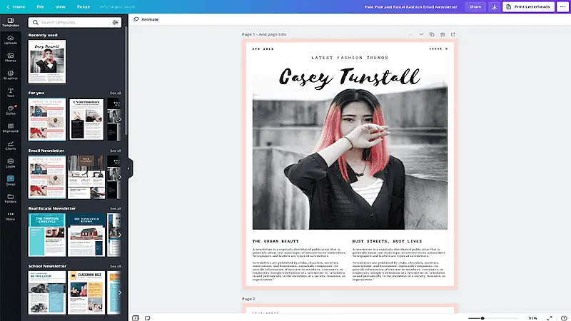 Canva page