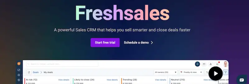 Freshsales' home page