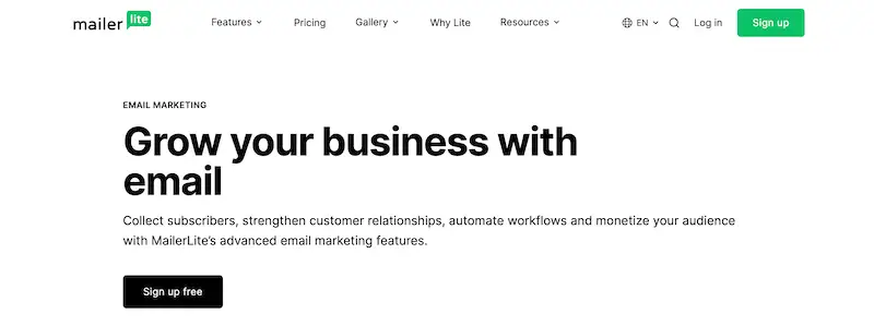 MailerLite page