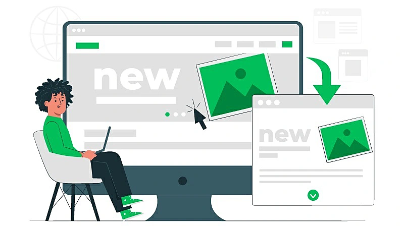 ilustración de una página web en diversos dispositivos