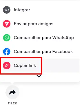 Download vídeo Tik Tok Botão de compartilhamento do Tik Tok