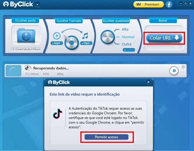 Download vídeo Tik Tok Tela do ByClick para baixar vídeo Tik Tok