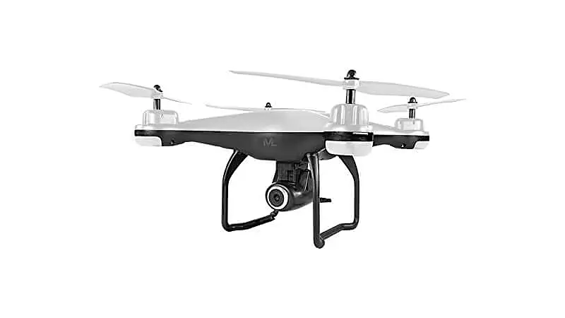 imagem de um drone Fênix Multilaser com quatro hélices e uma câmera