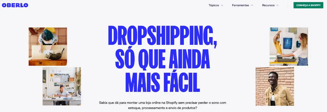 captura da pagina do Oberlo Brasil