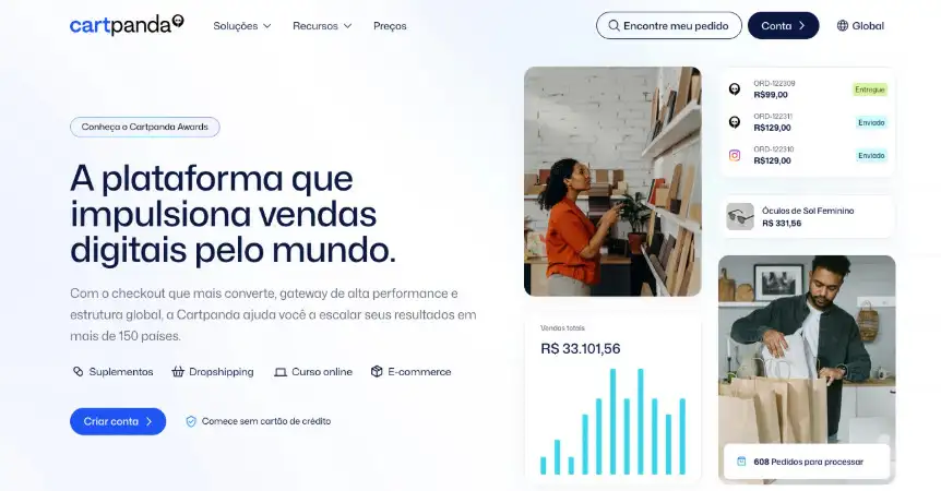 captura da pagina da Cartpanda