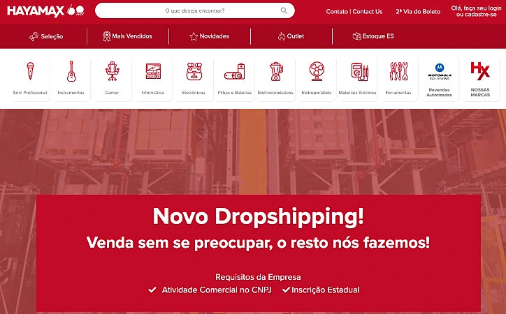 captura da pagina da Hayamax