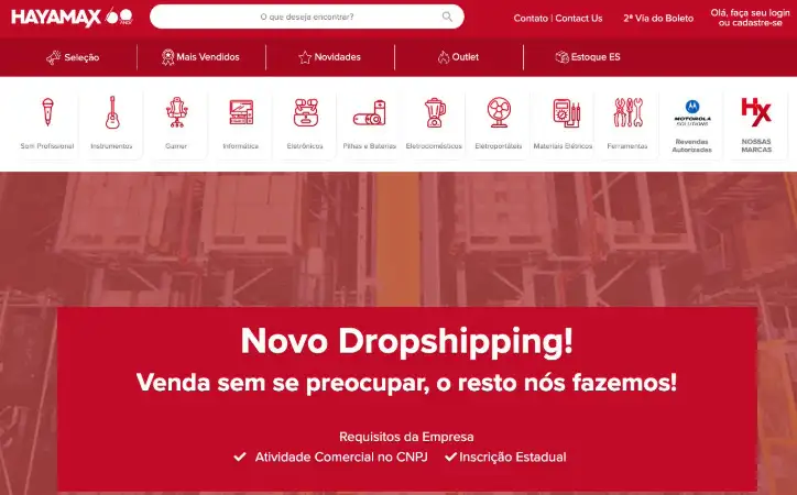 captura da pagina da Hayamax