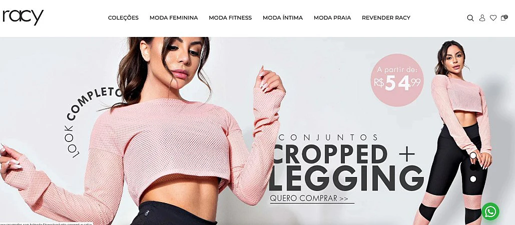 captura da pagina da Racy Modas