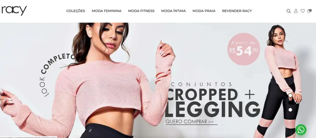 captura da pagina da Racy Modas