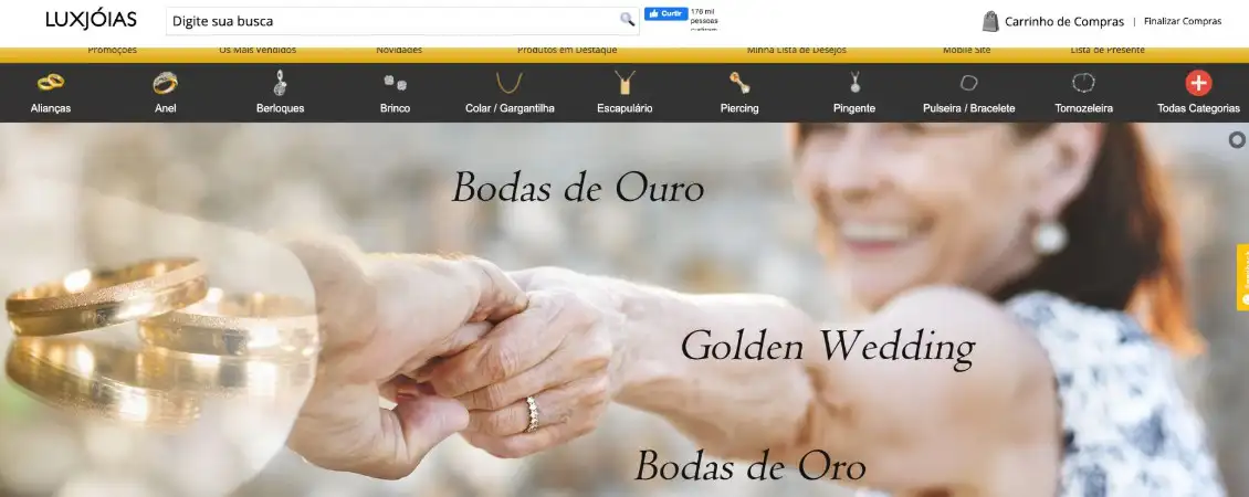 captura da pagina da Lux Joias