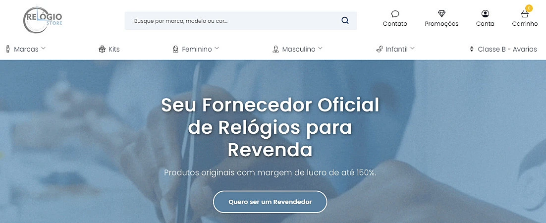captura da pagina da Relógio Store