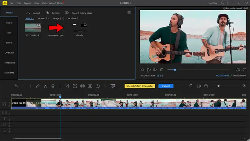 Edição de vídeo Captura de tela do editor de vídeo do Beecut