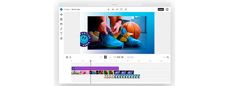 captura da interface do editor de video com ia InVideo mostrando a edição de um video de um tenis