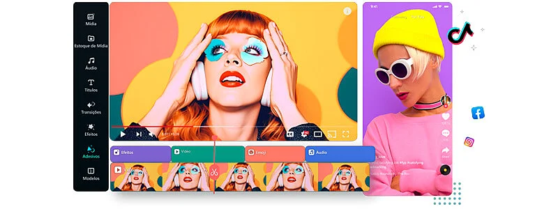 captura de tela do editor de video com IA filmora wondershare