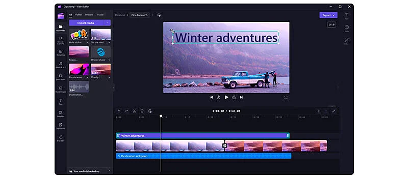 captura de tela da interface do editor de video para youtube clip champ