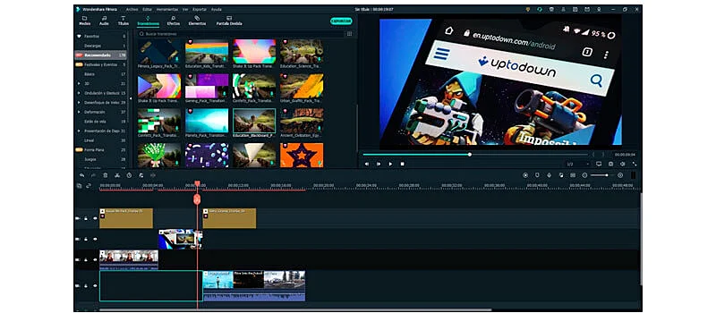 captura de tela da interface do editor de video para youtube do Filmora Wondershare