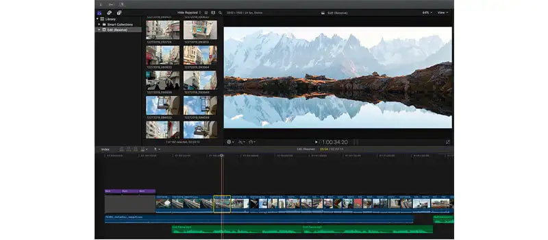captura de tela da interface do editor de video para youtube Final Cut Pro X