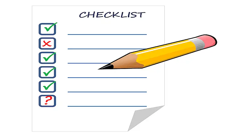 The image shows a checklist