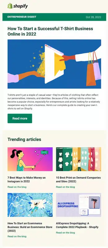 Shopify newsletter